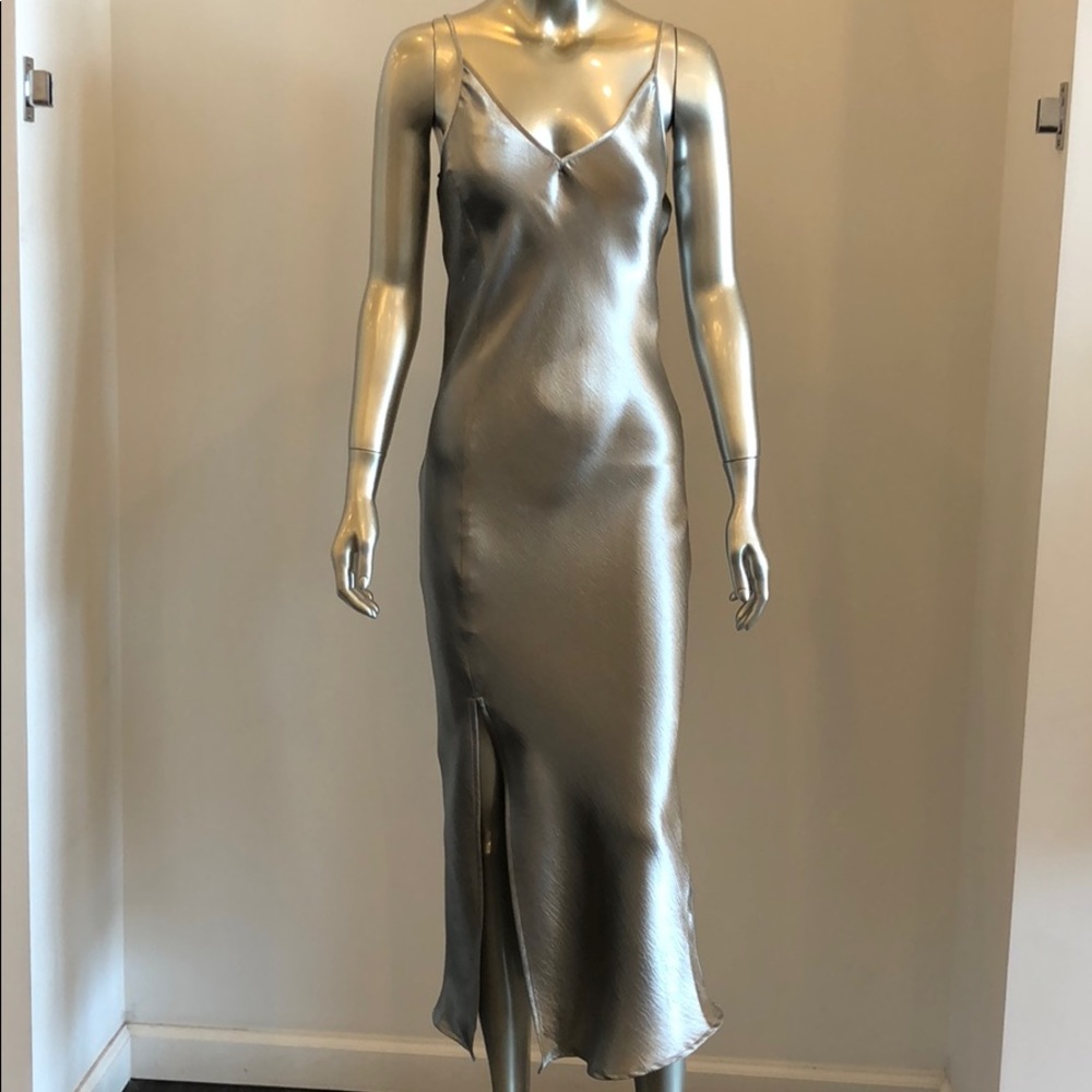 NWT J.O.A. Silver slip dress